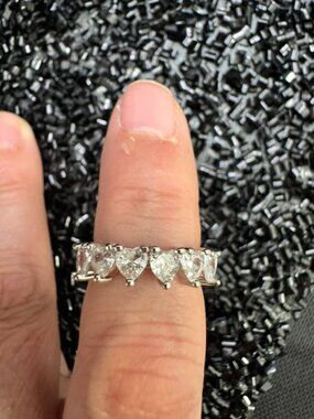 Goldoro White Gold Filled Heart CZ Band Ring Size 6 - NWOT